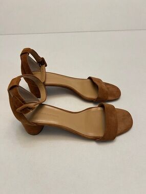 BANANA REPUBLIC BARE LOW BLOCK HEEL SANDAL TAN/BROWN LEATHER SIZE 8